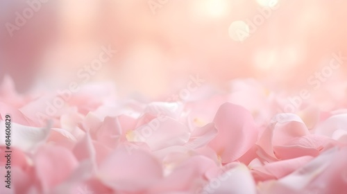 Abstract pastel pink and white flower petals flying in the air. Spring minimal background. © Premium_art