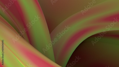 Simple curved twisted luxury bezier curve modern art green and red elegant modern 3D Rendering abstract background