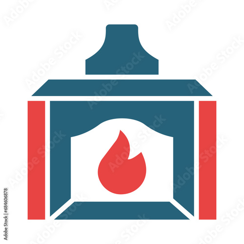 Incineration Glyph Two Color Icon Design