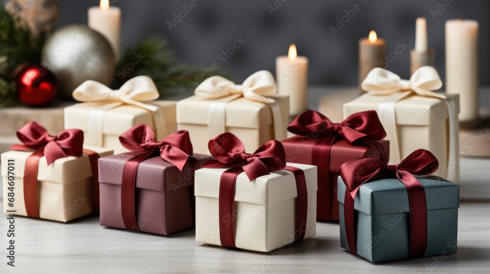 White Festive Gift Boxes Red Bows , Background HD, Illustrations White Festive Gift Boxes Red Bows , Background HD, Illustrations
