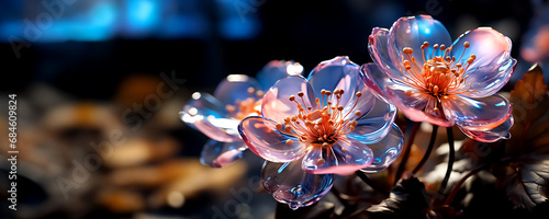 Close up holographic flower with fantastic concept