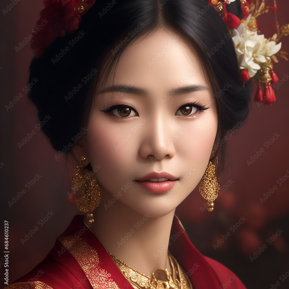 portrait of a woman with flowers portrait of a woman with flowers