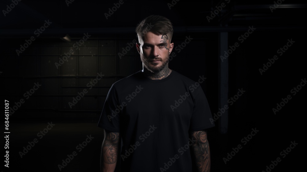 lifestyle mood of a tattooed guy in black