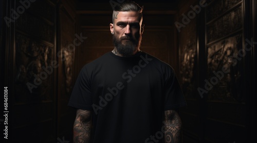 oversized t-shirt on dark background man photo