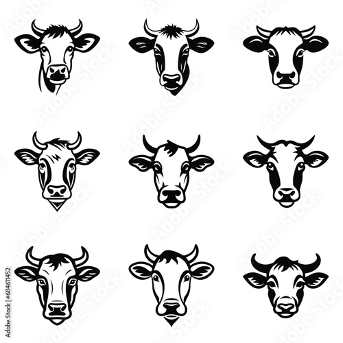 Cows Flat Icon Set Isolated On White Background © Maxim