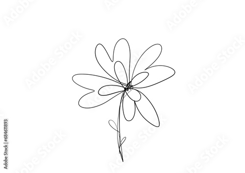 inked line art of flower