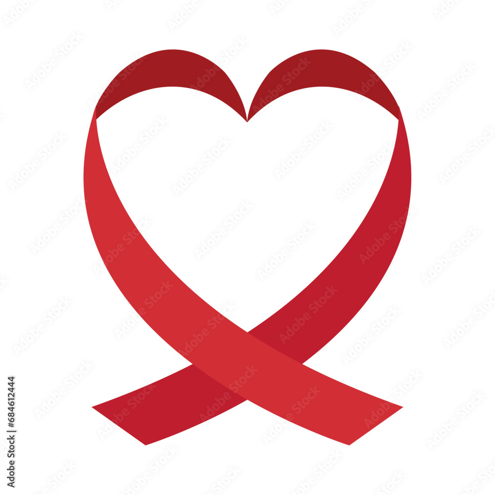 aids day ribbon illustration on heart shape aids day ribbon illustration on heart shape