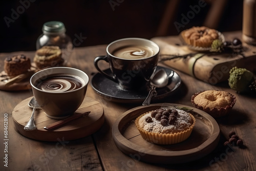 still life with coffee and cookies. 