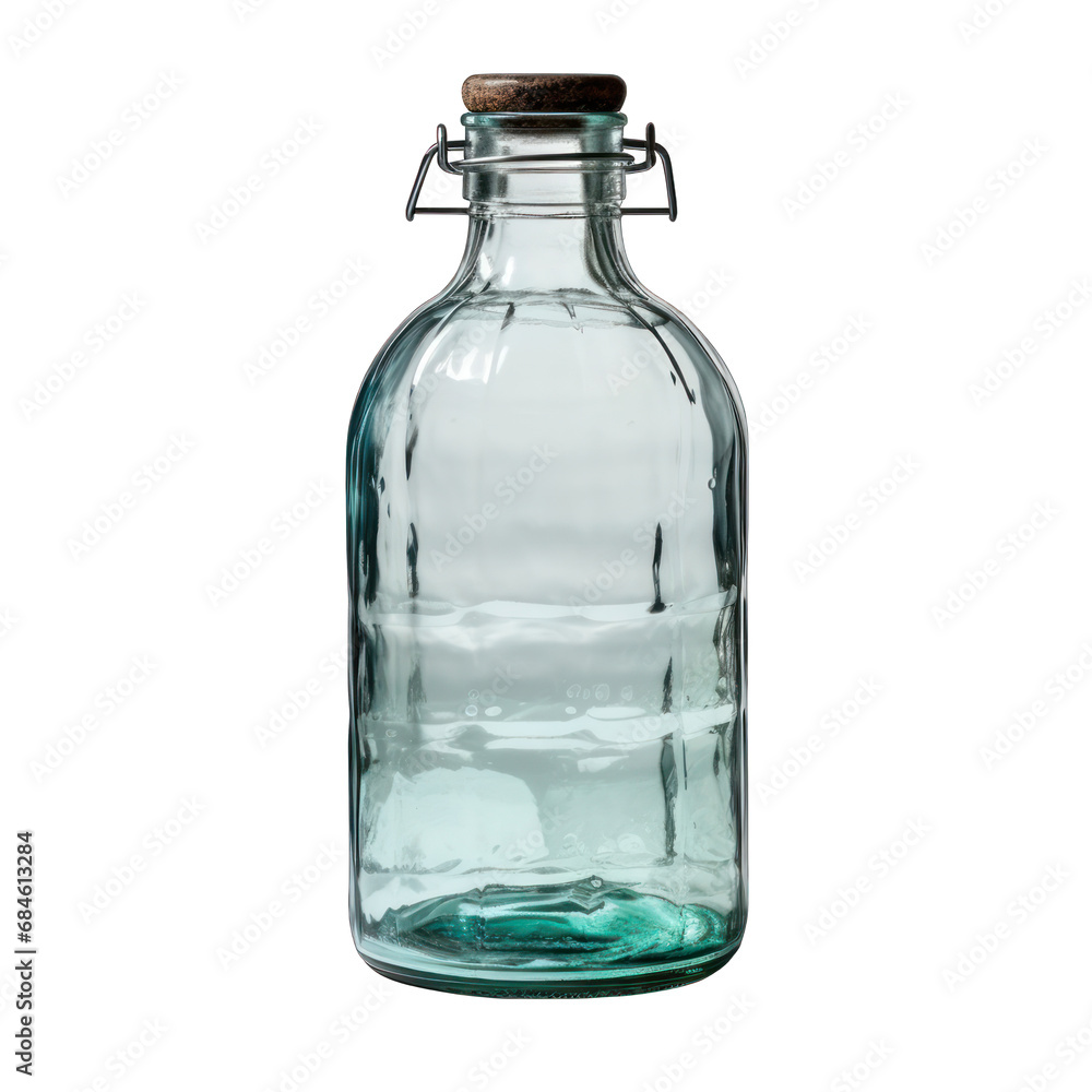 Recycled Glass Water Bottle Isolated on Transparent or White Background, PNG