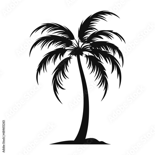 A Palm tree vector silhouette isolated on a white background  Tropical palm tree black clipart