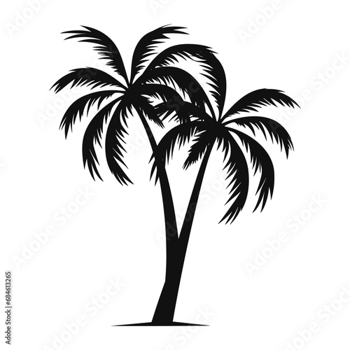 A Palm tree vector silhouette isolated on a white background  Tropical palm tree black clipart