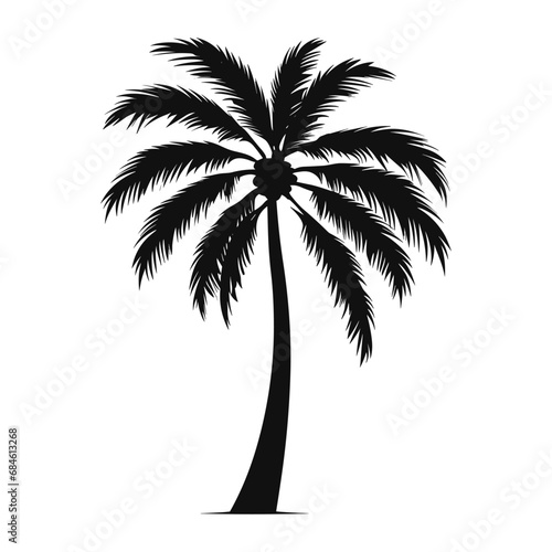 A Palm tree vector silhouette isolated on a white background  Tropical palm tree black clipart