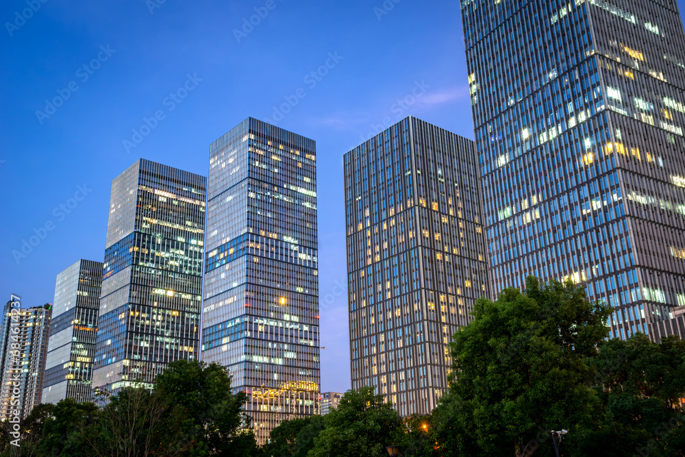 skyscrapers in a finance district