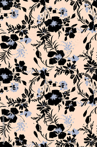 hand drawn,floral textile fabric design