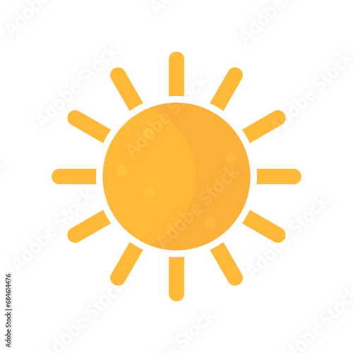 Orange sun icon on isolated background.Vector illustration.