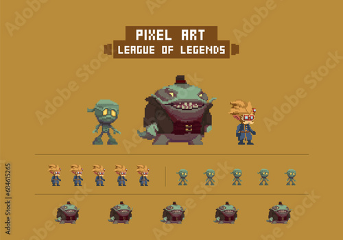 pixel art style illustration vector 8 bit 8-bit character set retro design game aseprite vintage league of legends photo