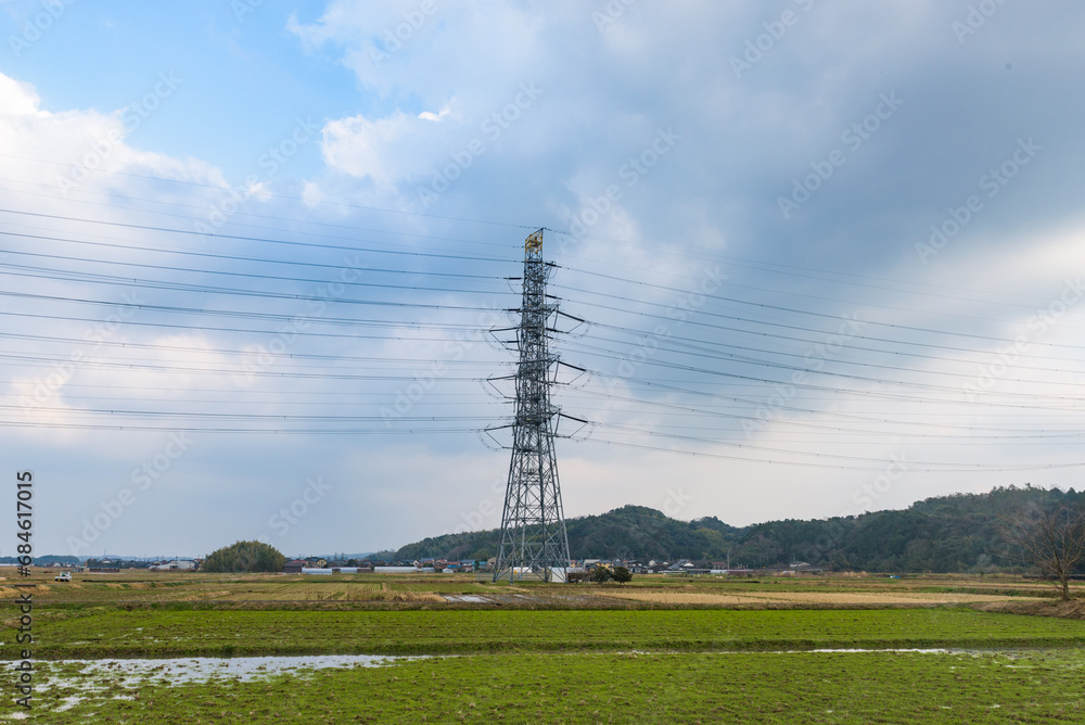 Typical transmission towers in Japan