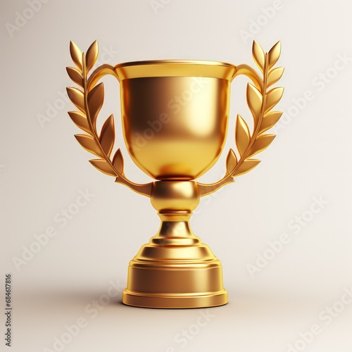 Golden trophy isolated in white background. Gold Cup.