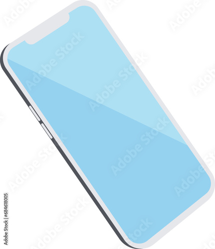 Minimalistic illustration of cell phone. Smartphone side view. Mockup generic device. Template for infographics or presentation UI design interface. Vector.