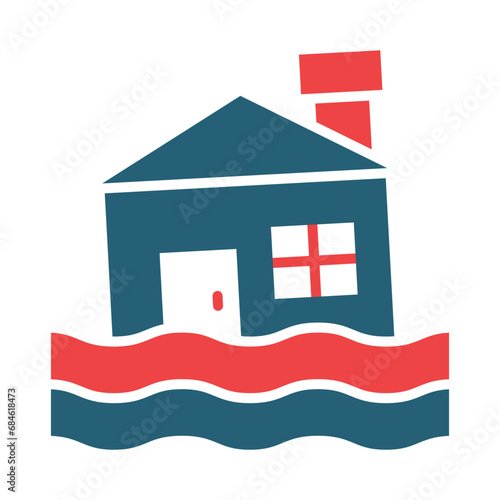 Flood Glyph Two Color Icon Design