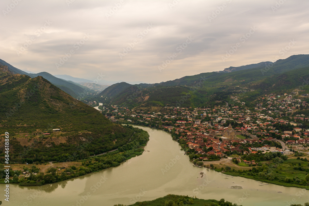 Panoramic view of the city of Mtskheta, the historic capital of Georgia