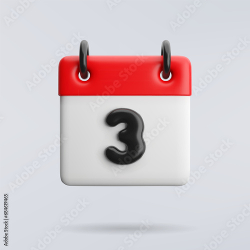 Vector 3d calendar icon on a light background.