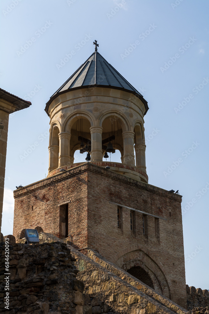 Bell tower of an orthodox chruch in Mzcheta in Georgia, Europe
