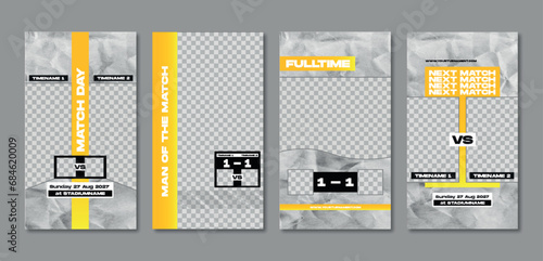 Sport story post template , Football Match day , Full time , Next match Best player