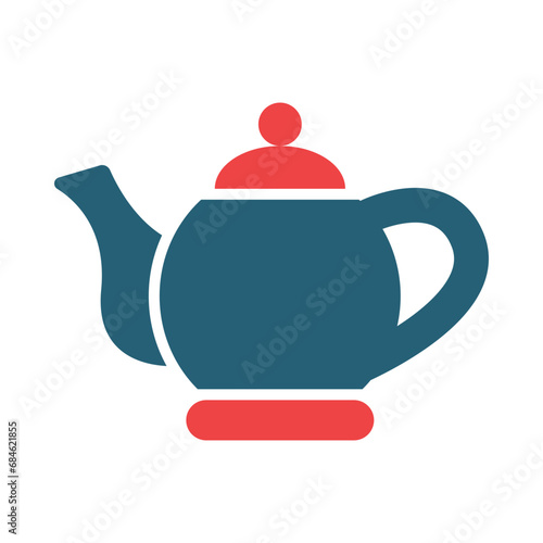 Teapot Glyph Two Color Icon Design