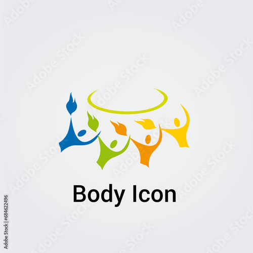 Illustration Corps Silhouette isolée Icône Illustration Couleurs graphique Symbole Nature, Sports et Fitness Solidarité Amour Aide, Logo pour entreprise