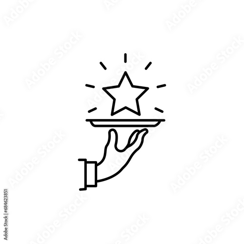 Special offer icon, premium waiter concept, thin line symbol on white background - editable stroke vector illustration.
