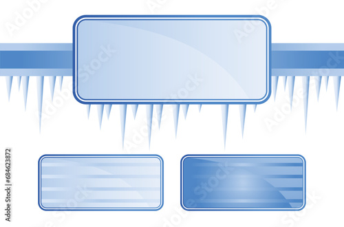 set of blue and white labels