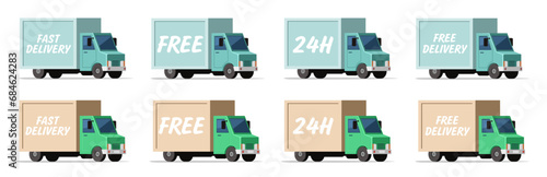 Express delivery trucks icons set. Fast delivery truck. Delivery service icons.