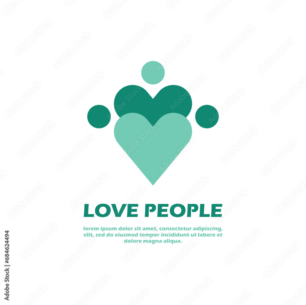 love people logo simple illustration. heart concept. combination heart shape and human people icon. love people logo simple illustration. heart concept. combination heart shape and human people icon.