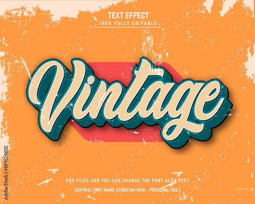 Vintage editable text effect, Script text style