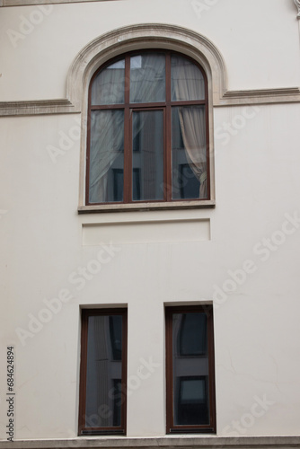 minimalist classical architecture with wooden windows