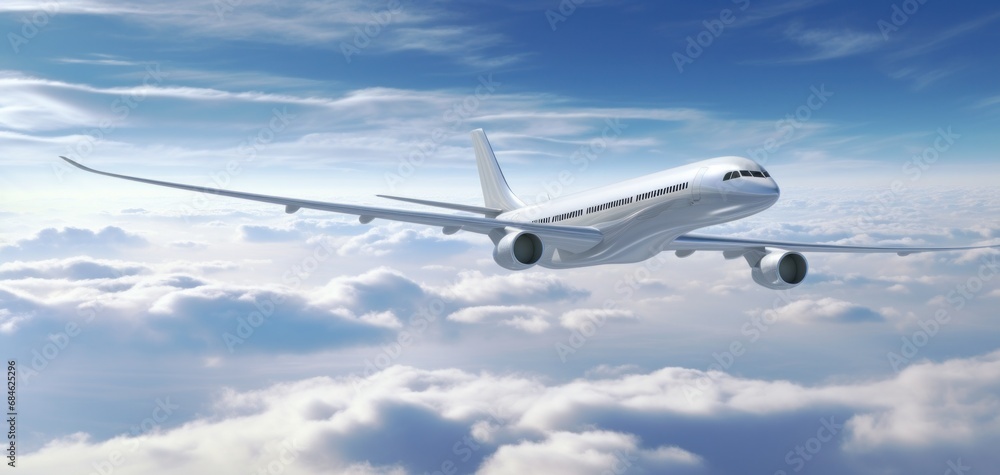 Obraz premium a jet plane flying above the clouds,