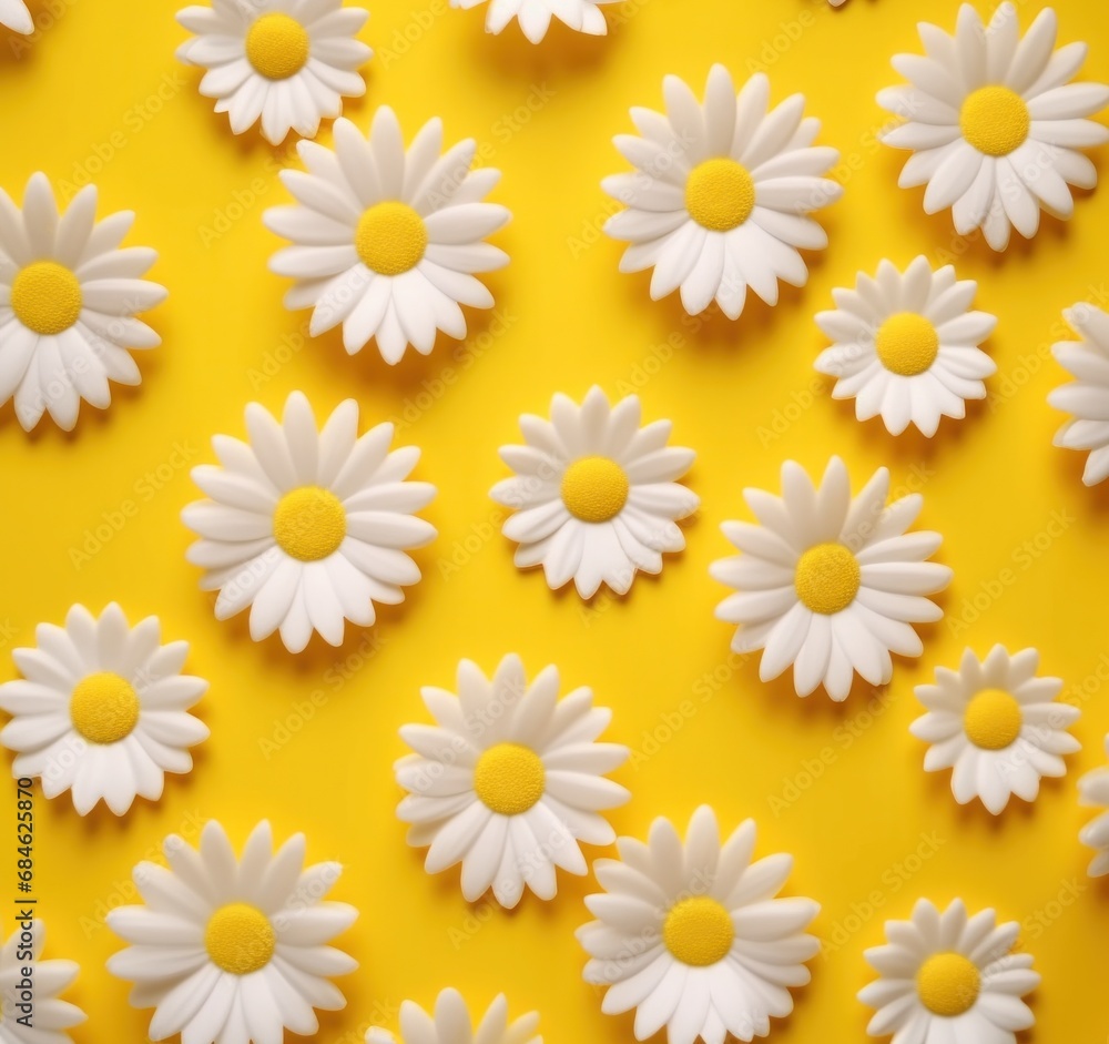 a yellow background with white daisies a yellow background with white daisies