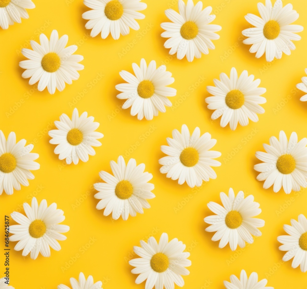 a yellow background with white daisies a yellow background with white daisies