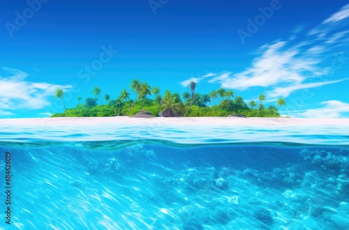 an ocean view with a beach island
