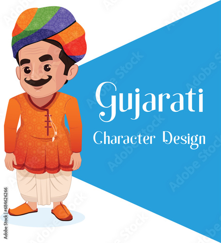 Traditional Indian Gujarati man with colorful cloth