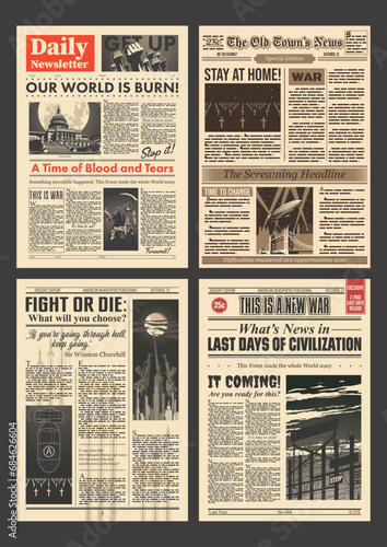 Retro Newspapers Style Backgrounds and Templates, Vintage News Pages, Breaking News  photo