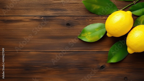 a  lemons on a wooden table background  top view