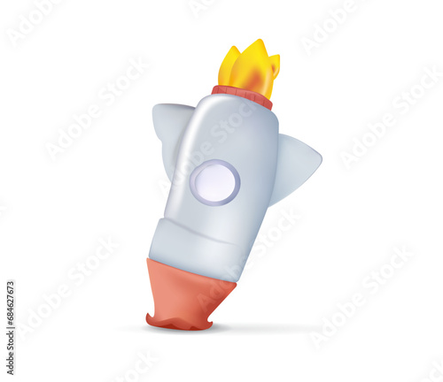 Fail start up business, new business risk or unexpected entrepreneur bankruptcy concept 3D, crash launching space rocket metaphor of new. Broken rocket, rocket crash, 3D vector realistic illustration