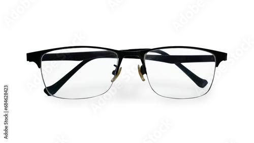 Half rim frame spectacles with black color, cut out isolated
