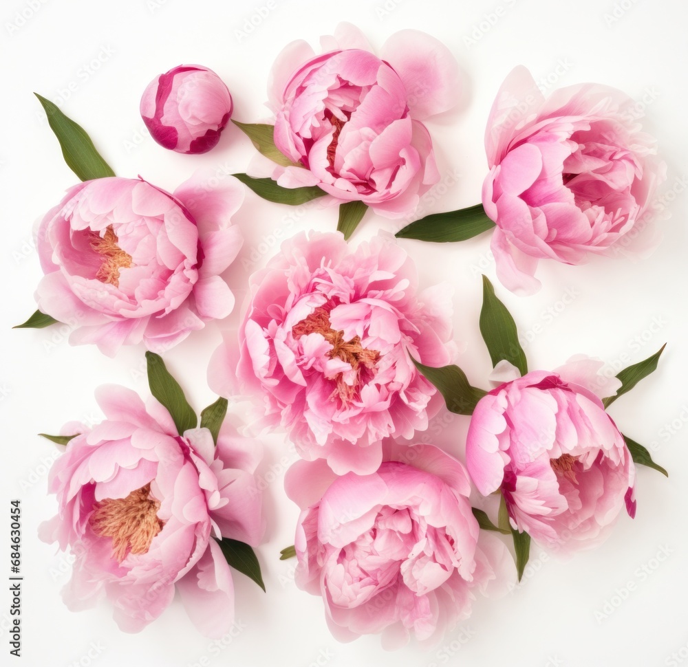 pink peony flowers on a white background pink peony flowers on a white background