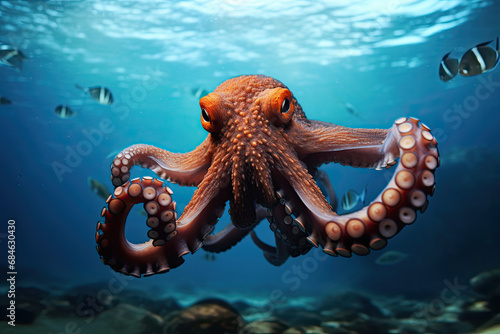 an octopus is swimming in the ocean © Rangga Bimantara
