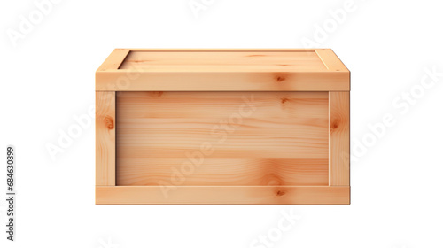 Closed and empty wooden box. on a transparent background, isolated. Image in vector format.