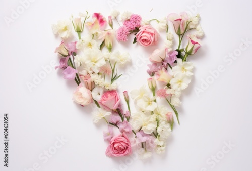white and pink flowers arranged in an alphabet shape