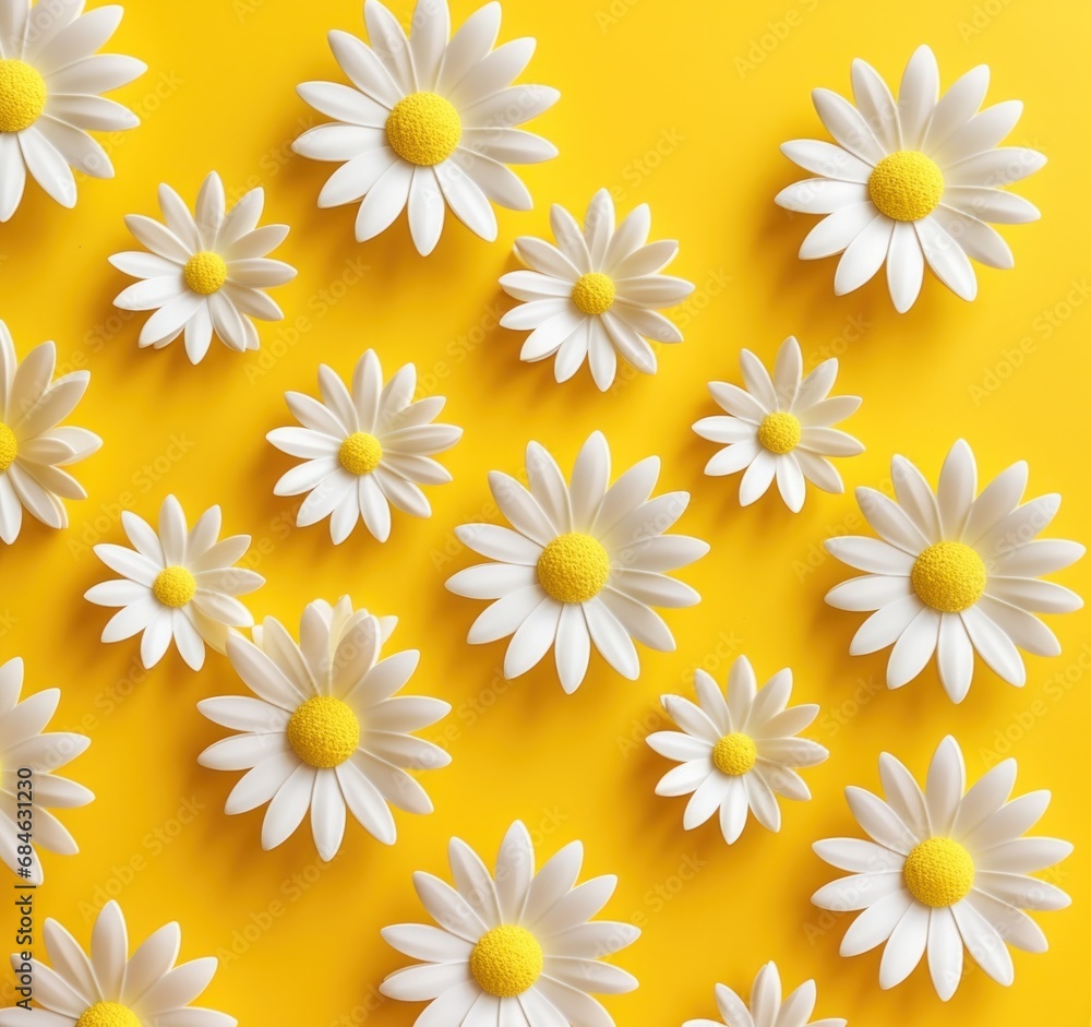 white daisies on a yellow background white daisies on a yellow background